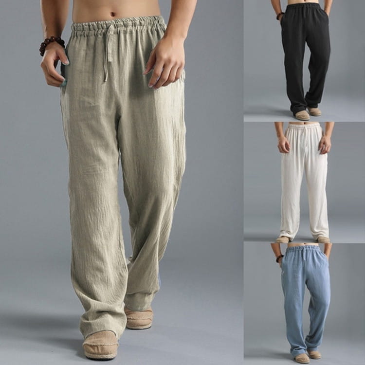 Men’s Breathable Linen Loose Casual Sports Pants