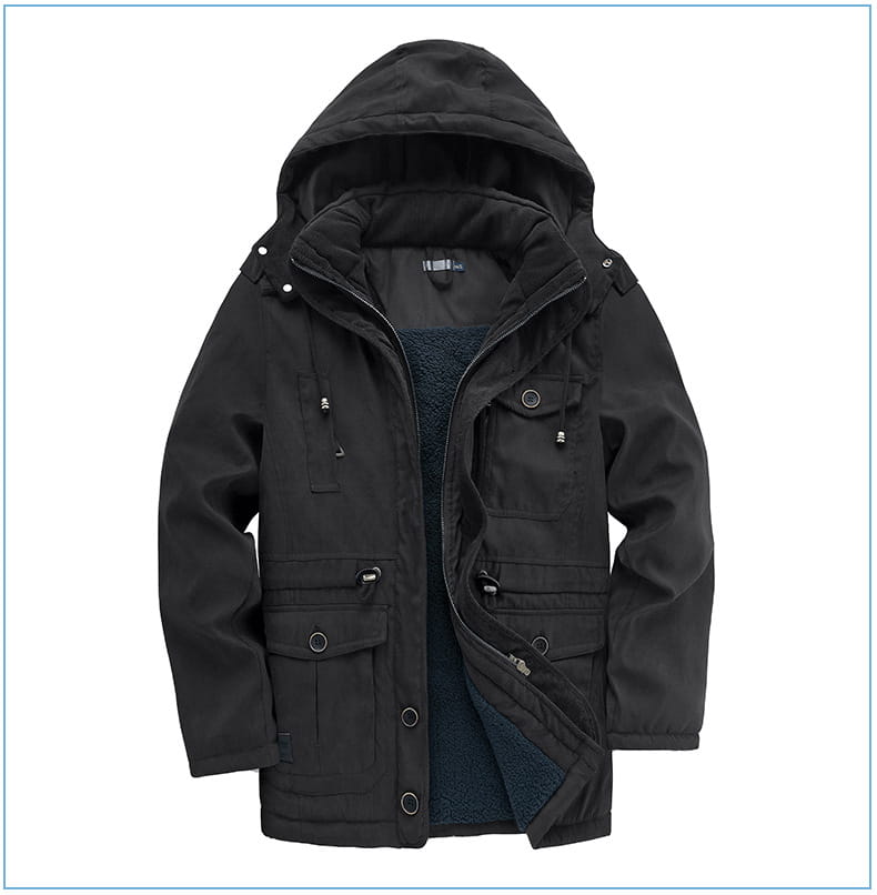 Men’s Plus Size Mid-length Fleece-lined Thickened Cotton-padded Coat