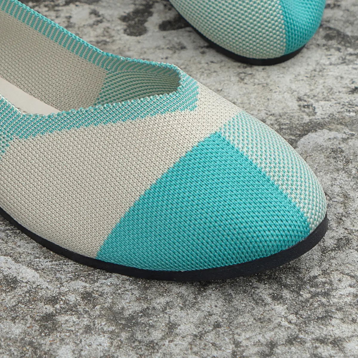 Fashion Colorblock Flats Shoes Flying Woven Breathable Cozy Loafers For Women