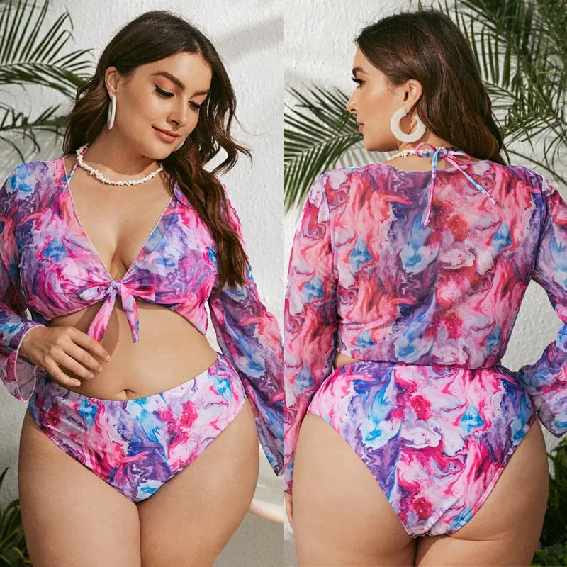 Women’s Plus Size Three-piece Two-piece With Yarn Swimsuit
