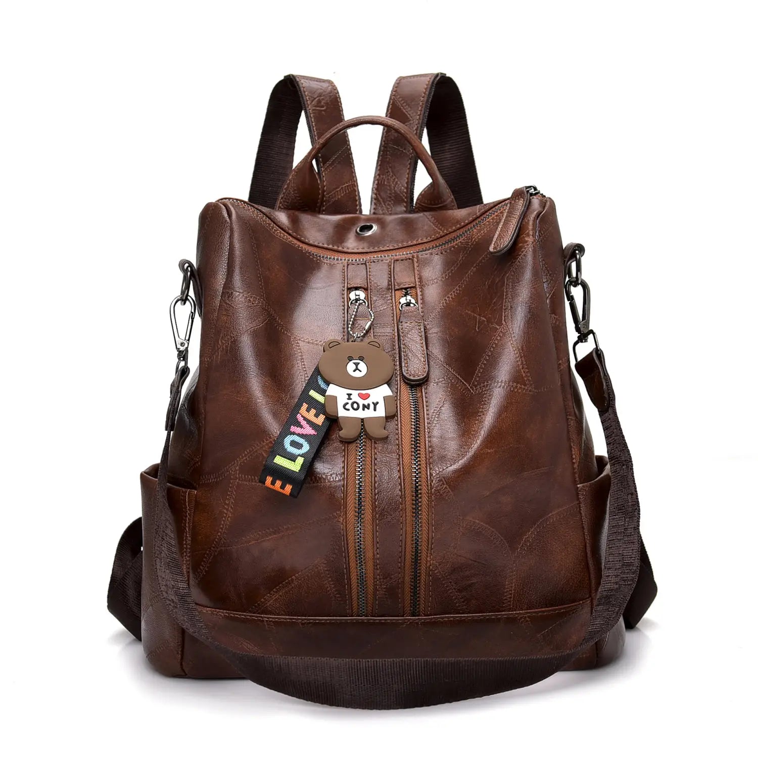 PU Stitching Leather Backpack