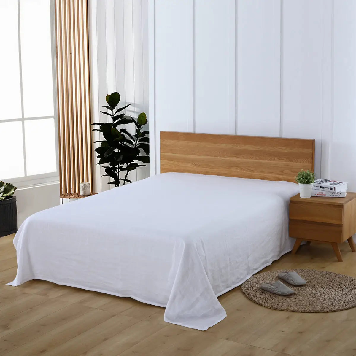 White bed sheet from Pure Linen Sheets collection, showcasing elegance and comfort.