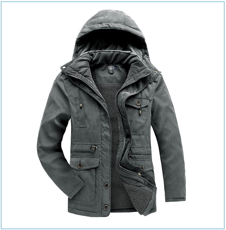 Men’s Plus Size Mid-length Fleece-lined Thickened Cotton-padded Coat