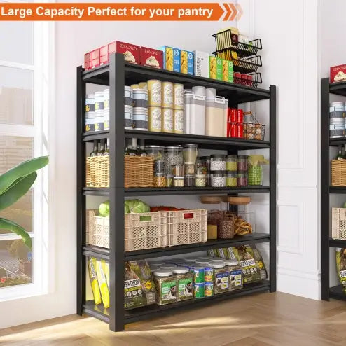 Wide Black Metal Shelves 15.75 inches