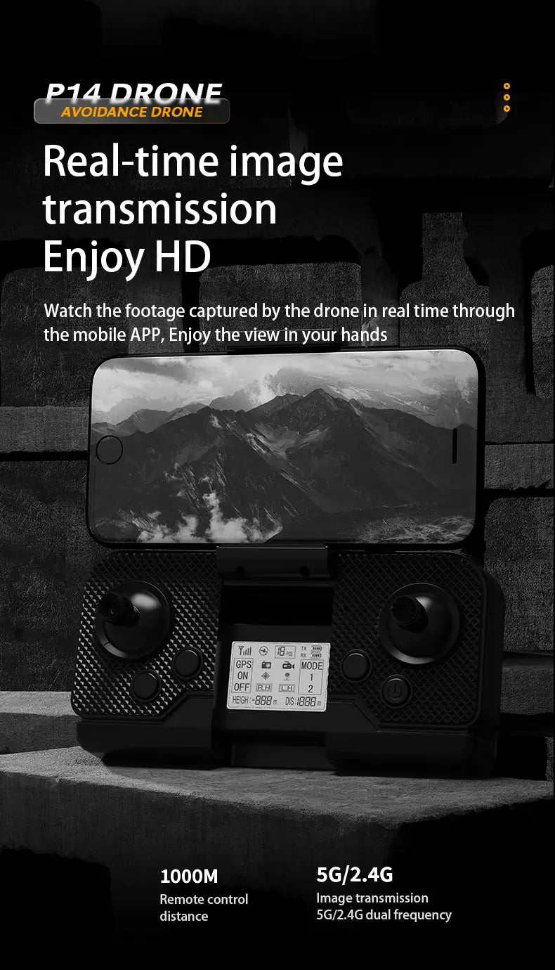 P14 Drone Long Endurance HD Aerial Photography Five-surface Obstacle Avoidance Quadcopter GPS Auto-return Remote