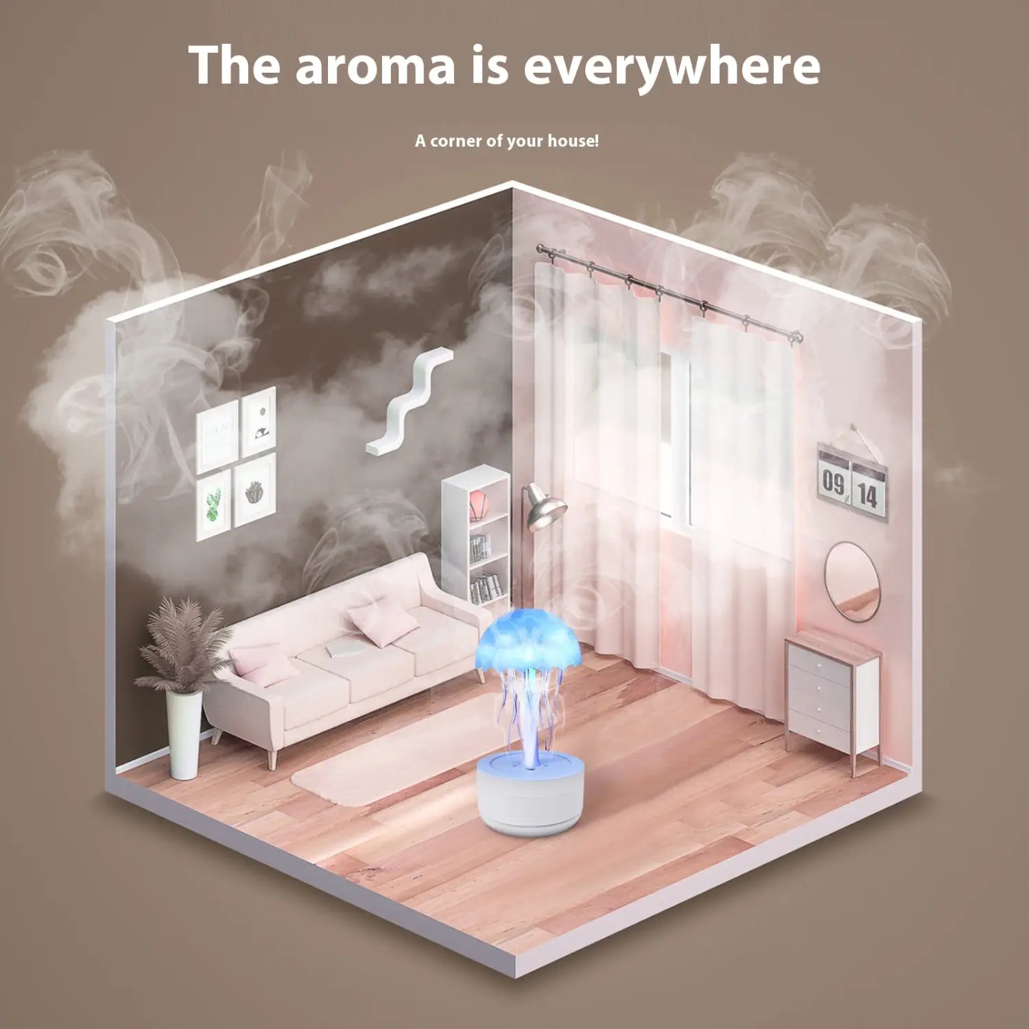 Essential Oil Diffuser Jellyfish Humidifier Fragrance Diffuser Colorful Night Light Heavy Fog Home Bedroom Office Air
