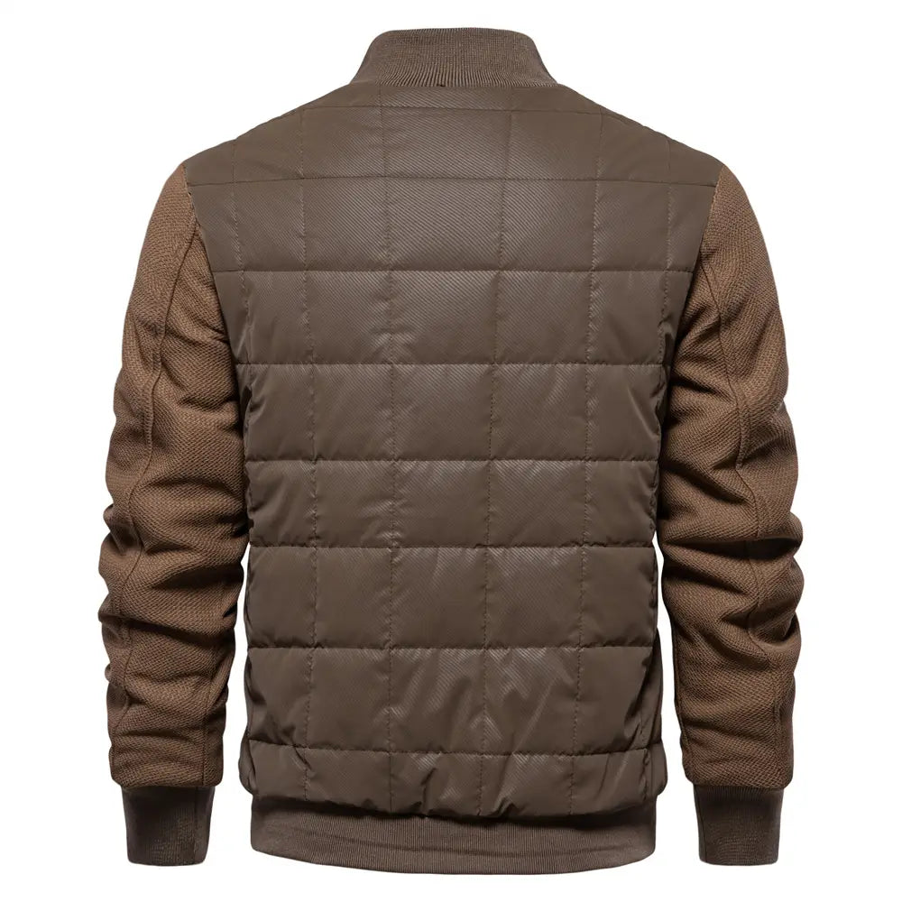 Fashion Stitching Coat Winter Personality Stand Collar Zipper Jacket Men’s Clothing