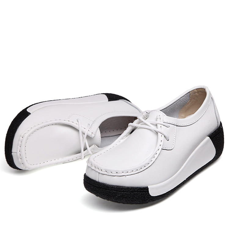 Direct manufacturers with thick soles muffin ladies casual shoes leather shoes with a solid set foot on behalf