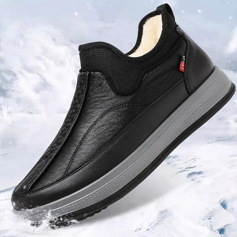 Winter Warm Fleece Snow Boots Round-toed Platform Ankle Boot Fashion Simple Non-slip Flat Cotton Shoes Men