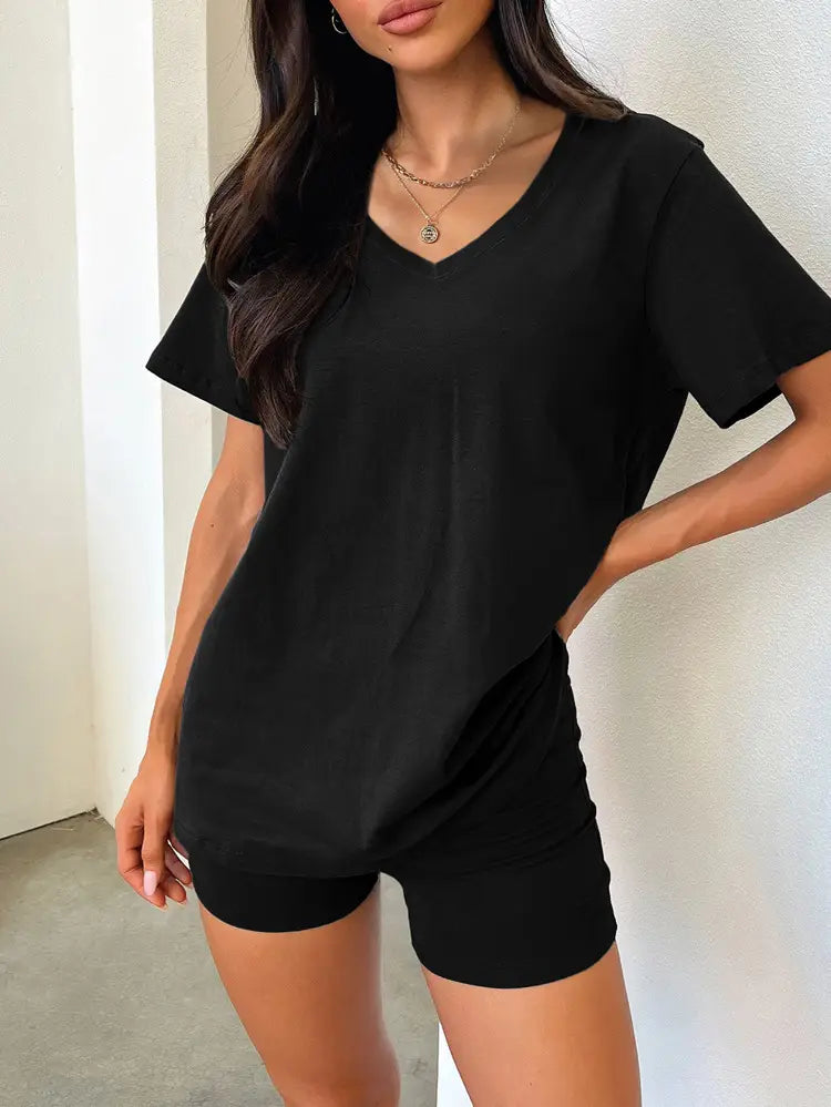 V-neck Casual Temperament Pure Color Fashion Suit