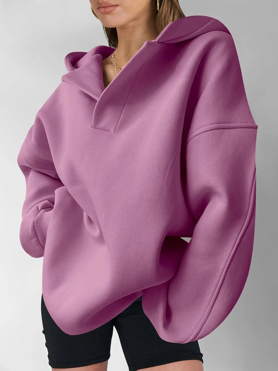 Women’s Solid Color Long Sleeve Hooded Solid Color Loose Sweater