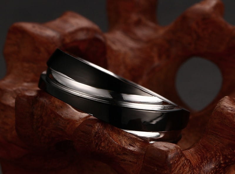 Black Titanium Steel Twill Men’s Ring