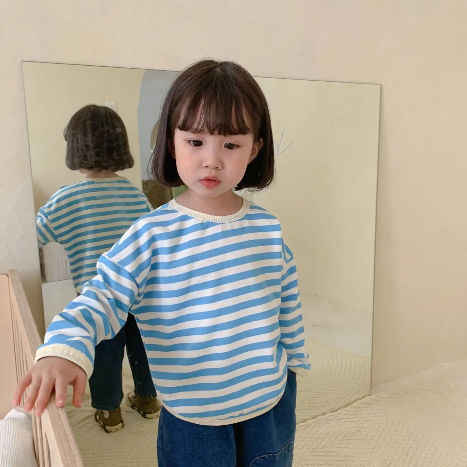 Fashionable And Personalized Children’s Cotton Striped Sweater