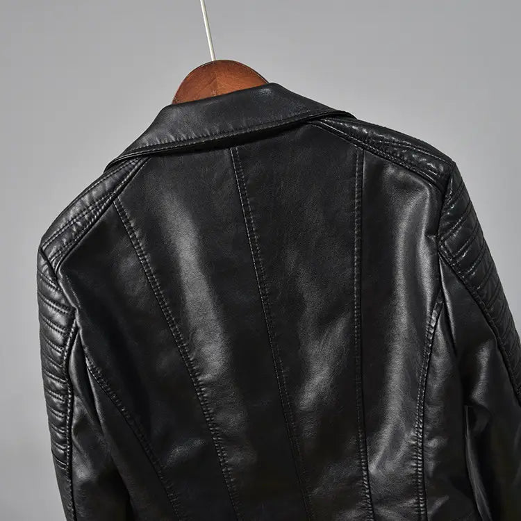 Women Washed PU Leather Jacket