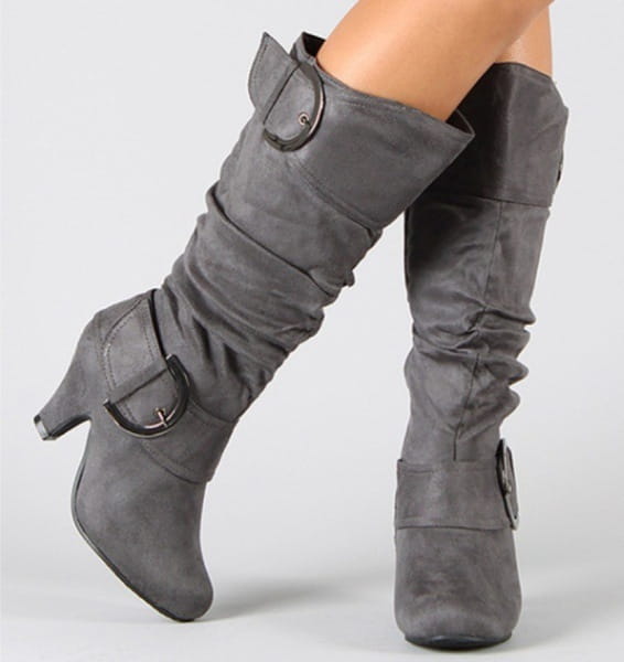 Belt Buckle Mid Boots Zipper Ladies Shoes