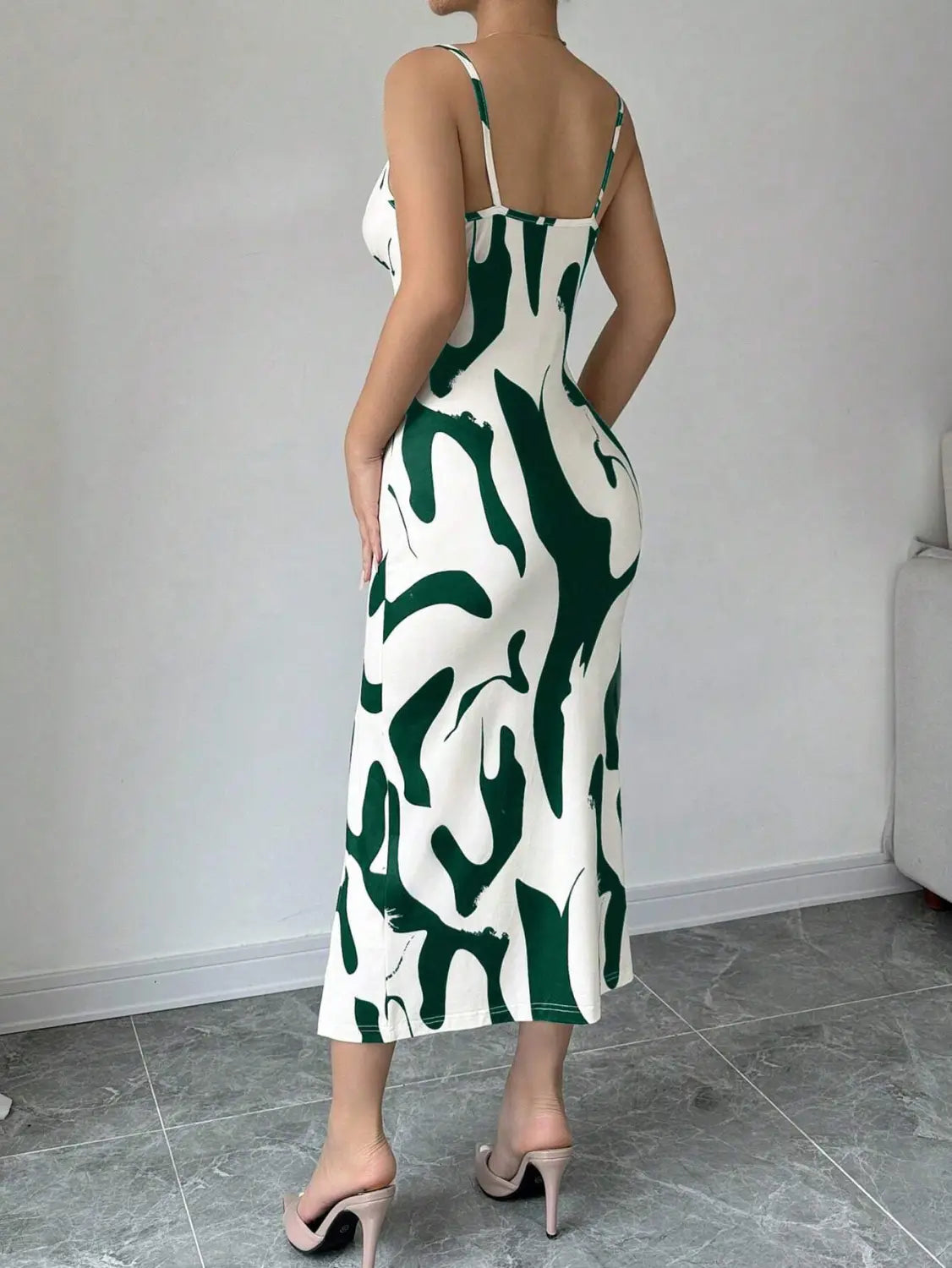 Summer Printed Suspender Split Dress Fashion Slim Lace-up Long Dresses For Women Clothing
