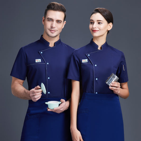 Chinese Restaurant Chef's Work Clothes Men's Solid Color Breathable