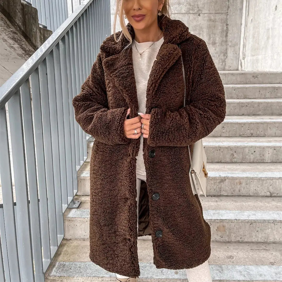 Women’s Long-sleeved Lapel Plush Jacket Top