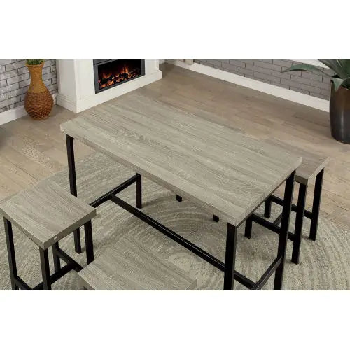 Table Set Two Tone Design Black Gray Dining Chairs