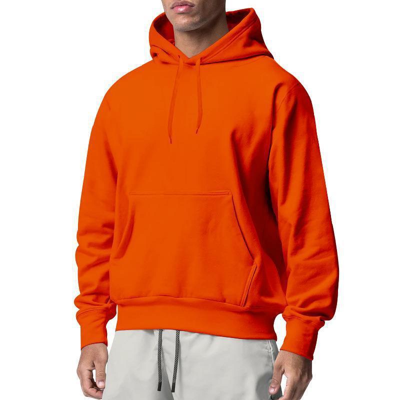 European And American Men’s Sports Solid Color Fleece Sweater Hoodie