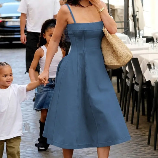 Denim A- Line Dress Women’s Hot Girl Strap Length