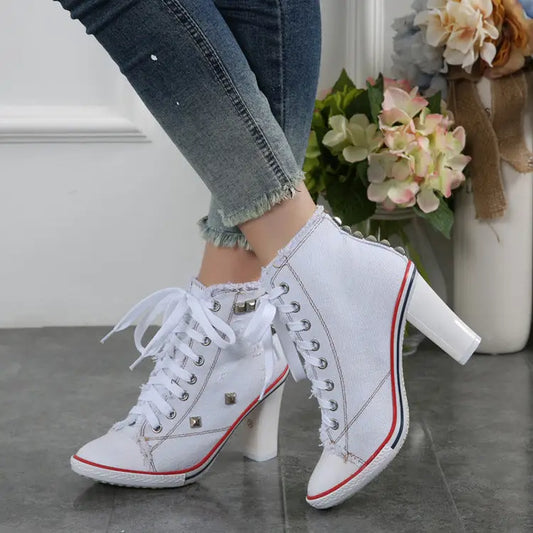 Denim Casual Shoes Canvas Fashion - White / 34