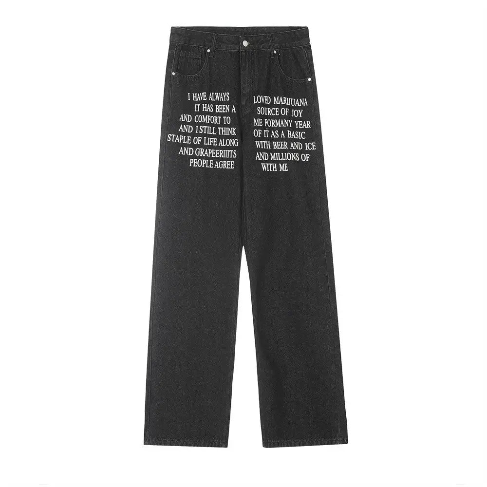 Denim Straight-leg Trousers Men And Women - Black / S