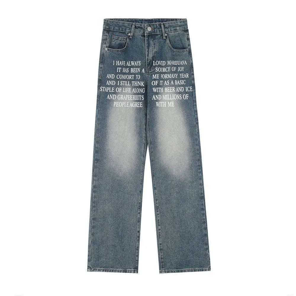 Denim Straight-leg Trousers Men And Women - Blue / S
