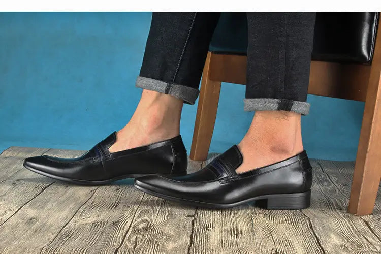 Shallow mouth men’s shoes leather shoes