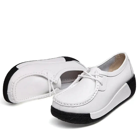 Direct manufacturers with thick soles muffin ladies casual shoes leather shoes with a solid set foot on behalf