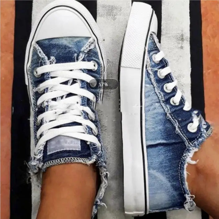 Distressed low-top canvas shoes - Do old blue / 38