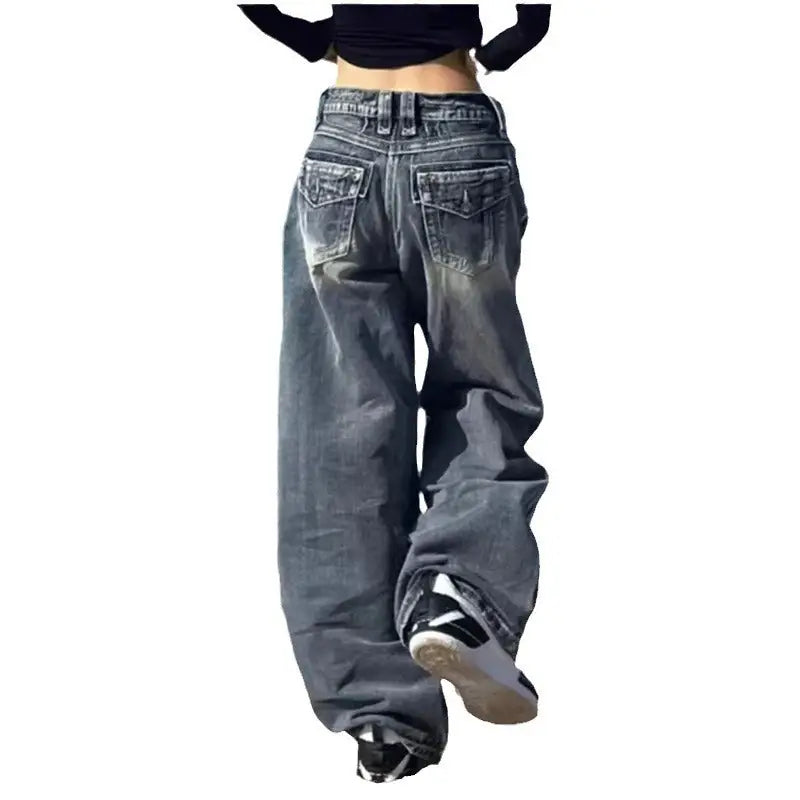 Distressed Straight Wide Leg Vintage Blue High Waist Jeans For Women Beyond Trends Hub