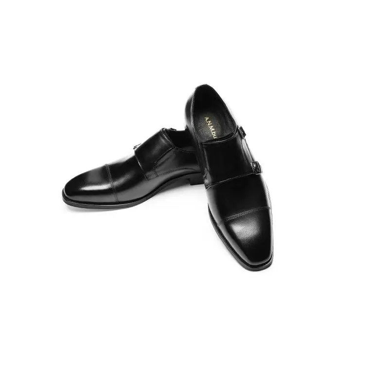Double Buckle Design First Layer Cowhide Men's Business Leather Shoes Beyond Trends Hub