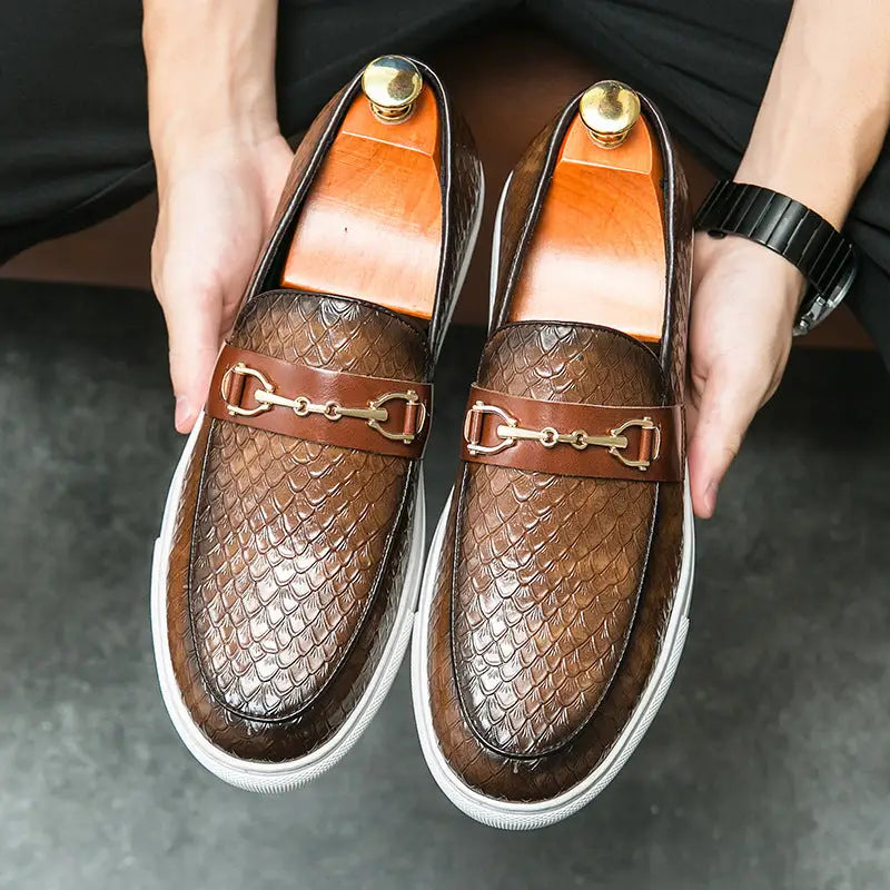 Double Pin Buckle Loafers Business Casual British Leather Shoes Beyond Trends Hub