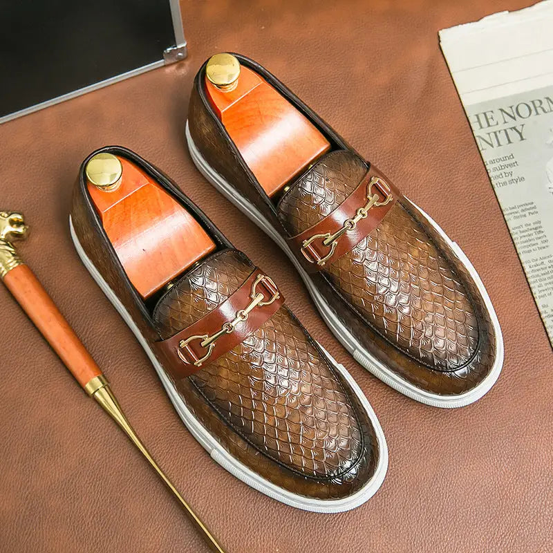 Double Pin Buckle Loafers Business Casual British Leather Shoes Beyond Trends Hub