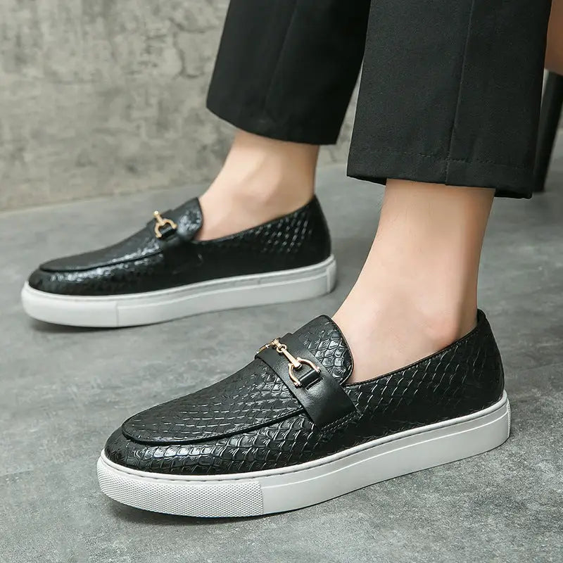 Double Pin Buckle Loafers Business Casual British Leather Shoes Beyond Trends Hub