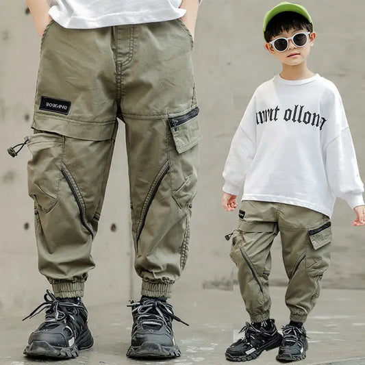 Drawstring Zipper Children’s Casual Pants