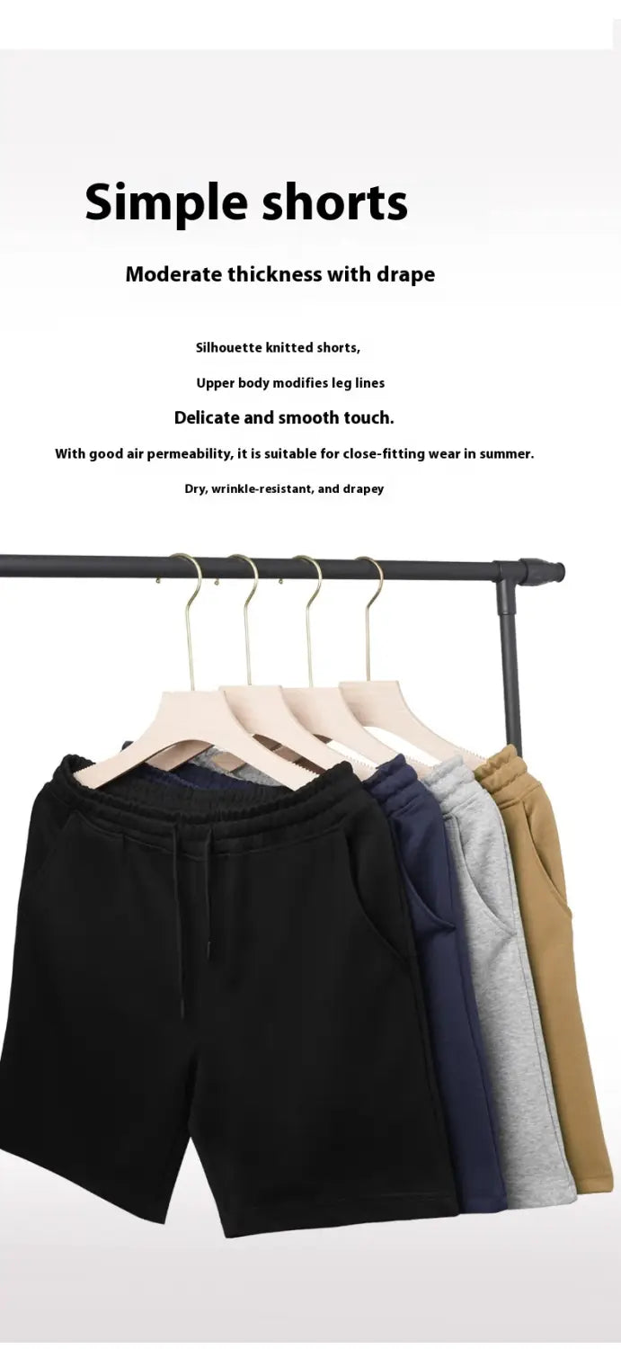 Men’s And Women’s Same Heavy Knit Sports Drawstring Straight Shorts