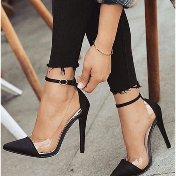 Cotton sandal toe Strap shoes high heels