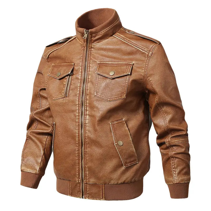 Large size men’s leather jacket