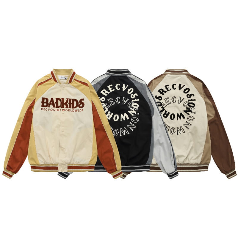 Men’s Autumn And Winter Retro Patchwork Baseball Jacket