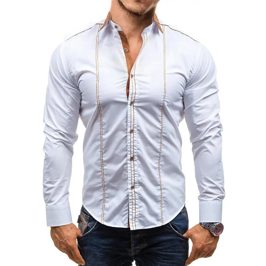 Casual Men’s Loose Plus Size Long-sleeved Shirt