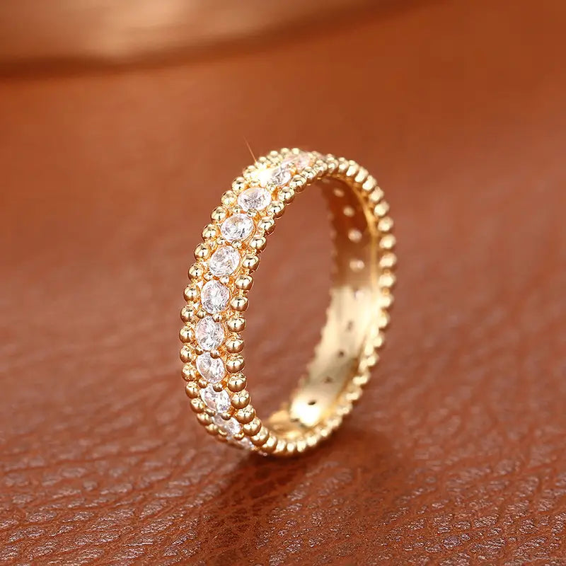 Full Diamond Geometric Ring Female Shiny Ornament