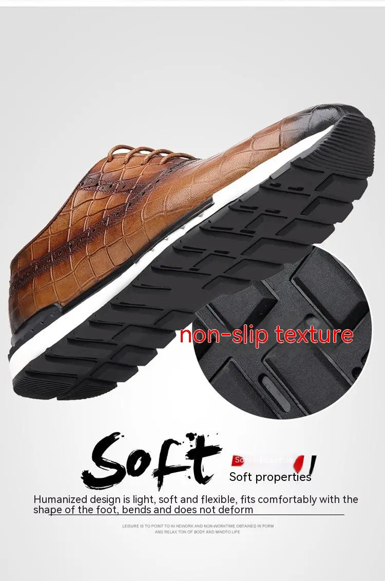 Men’s British Lace Up Casual Top Layer Calf Leather Shoes