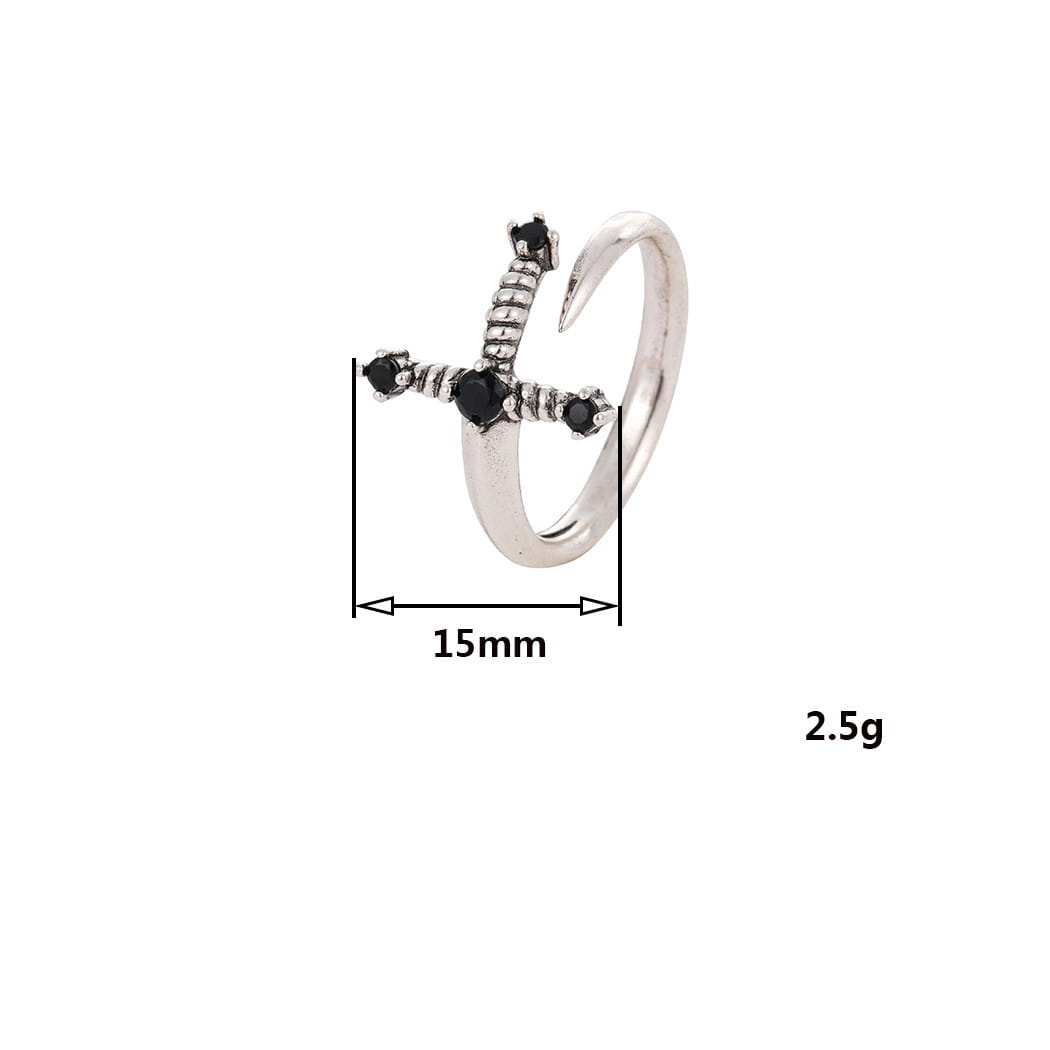 Personalised Minimalist Black CZ Sword Ring Jewellery