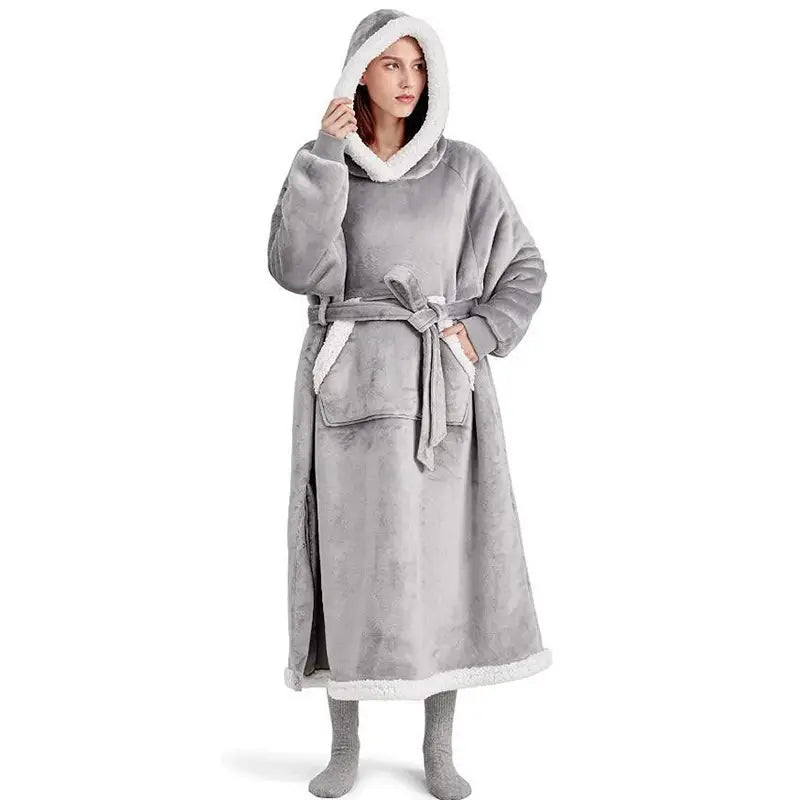 Winter Hoodie Blanket With Button Design Warm Home Clothes Women Men Oversized Pullover