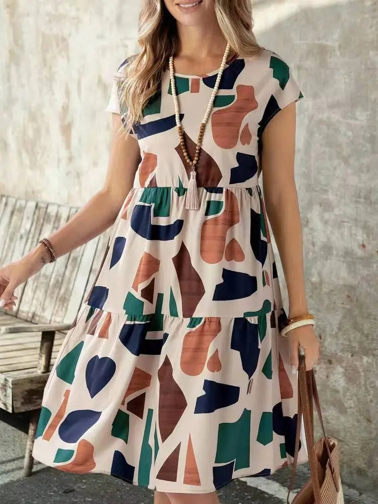 Fashion Casual Multicolor Printed Women’s Dress