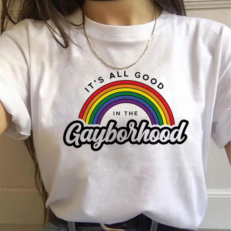 WomenT Shirts Gay Pride Rainbow Gay Short Sleeve Ladies T-shirt Girlfriends