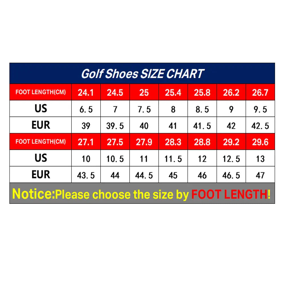 Men’s Professional Waterproof Spikes Plus Size Golf Shoes