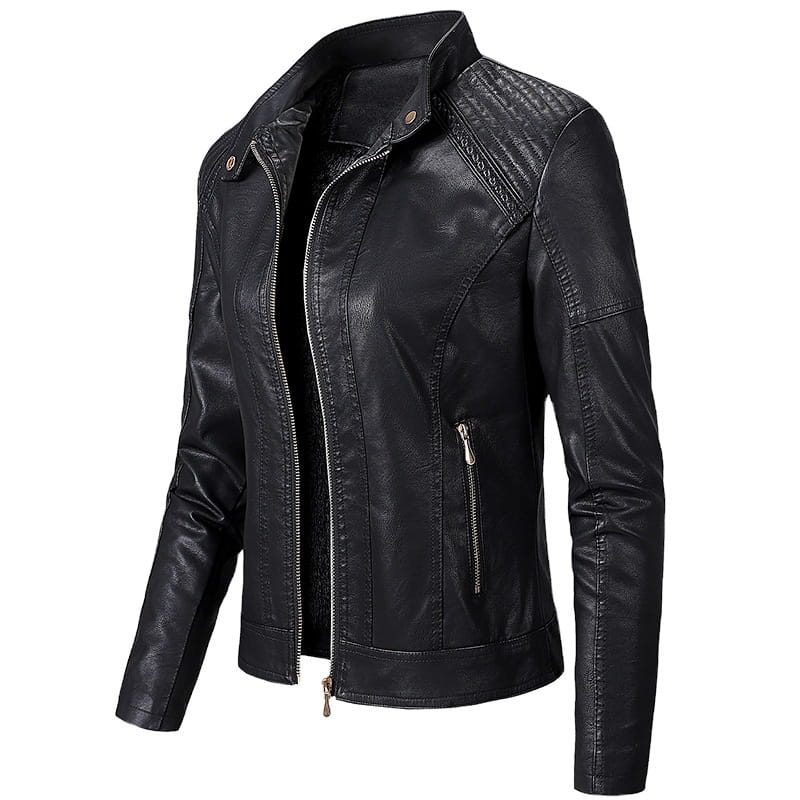 Long Sleeve Ladies Leather Jacket